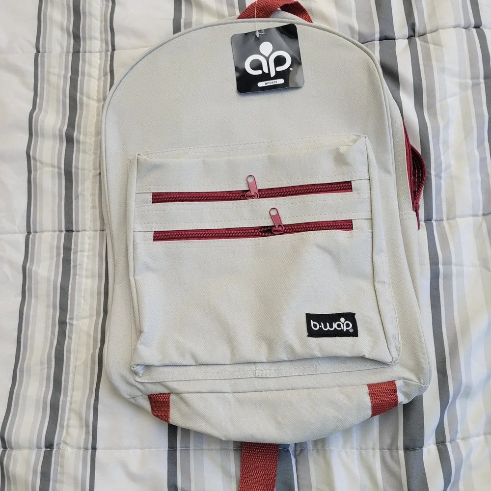 BWAP Backpack Kids One Size Beige Red School Lightweight